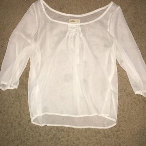 Hollister Sheer White Blouse.